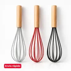Batedor de Ovo Fuê Grande de Silicone com Cabo Madeira 27 cm