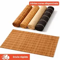 Kit 4 Jogo Americano Retangular de Bambu – Sousplat para Mesa de Jantar 40x30cm