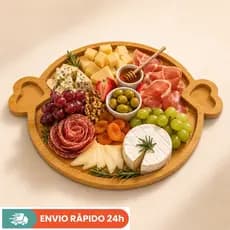 Petisqueira de Madeira Coração com Divisórias – Tábua de Frios Bandeja Gamela Namorados