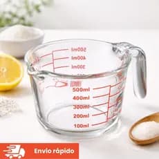 Jarra Medidora de Vidro 500ml com Alça – Resistente Precisa para Receitas Cozinha