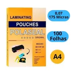 Polaseal A4 175 Micras 0,07mm 220x307 Plastificação Glossy Pouch Film 20 40 60 80 100 Folhas