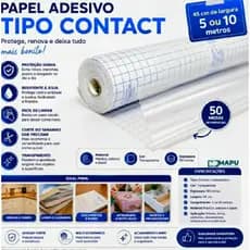 Papel Adesivo Tipo Contact Cristal Transparente 45cm x 5 ou 10 Metros