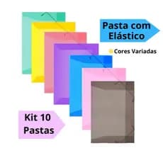 Pastas com Elástico Aba Grande A4 Ofício 335x235mm Modelo Fino 2/5/10