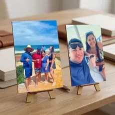 Kit Quadrinhos de Mesa Personalizados com Foto Suporte Cavalete Quadros Decorativos Estante Família