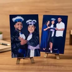 Kit Quadros Personalizados com Suporte Mesa Casal Escritório Quadrinho Sala Quarto Decoração Casa