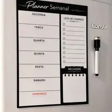 Planner Semanal Magnético Ima De Geladeira Com Caneta