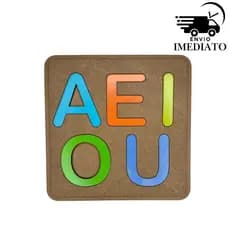 Brinquedo Educativo 5 Vogais Infantil Em MDF