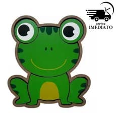 Brinquedo Pedagógico Educativo Quebra Cabeça Encaixe Sapo Madeira MDF