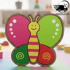 Brinquedo Pedagógico Quebra Cabeça Borboleta MDF Encaixe Infantil Educativo