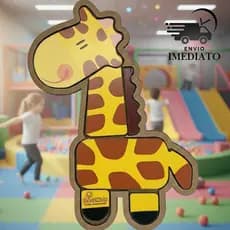 Brinquedo Pedagógico MDF Puzzle Girafa de Encaixe Infantil