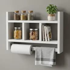 Nicho Porta Papel Toalha Condimentos Potes Cozinha Banheiro 100% MDF 15mm Tubo Metal Reforçado