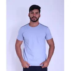 Camiseta Masculina Menegotti 100% Algodão – T-Shirt Lisa Premium em Malha Importada com Detalhe nos Ombros e Mangas,