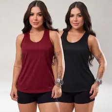 KIT 2 Regata Lisas Dry Costas Nadador Academia Esportivo Fitness Tapa BumBum,  tecido Dryfit (furadinho