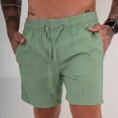 Short de Linho Masculino Mauricinho Premium Bermuda Casual Slim e Plus Size