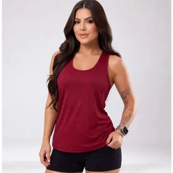 Regata Feminina Dry Costas Nadador Academia Esportivo Fitness Treino Lisa