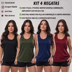 KIT 4 Regata Dry Fit Feminina Academia Costas Nadador Esportiva Lisa Treino Fitness Leve Treino Mais UNIDADE
