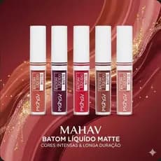 Batom Líquido Matte Cores Intensas & Longa Duração - Mahav - 5ML