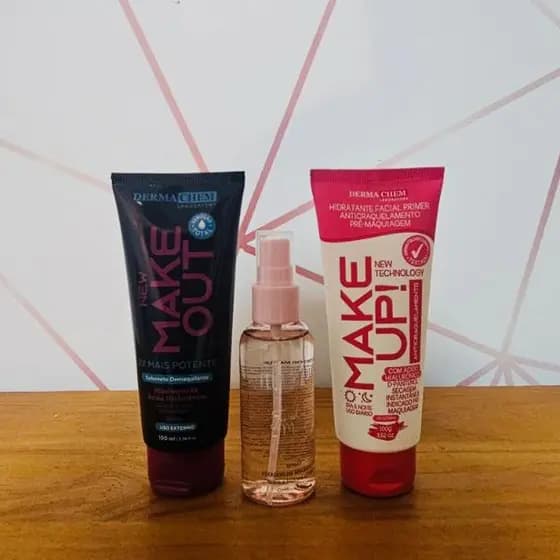Kit Hidratante Pré Maquiagem Anticraquelamento - Sabonete Demaquilante Make Out - Dermachem + fixador de maquiagem Femme