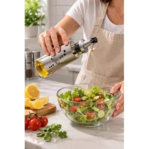 Galheteiro Azeite Vinagre Vidro Transparente Dosador Pratico Aco Inox Resistente
