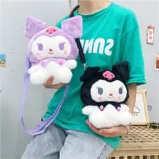 Sanrio Kuromi Morango Urso Brinquedo de Pelúcia Mochila Fofa Decoração de Moda Boneca Adequado para Meninas e Crianças