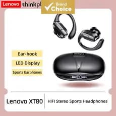 Fones de Ouvido Esportivos Lenovo XT80 sem Fio com Microfones, Display de LED do Nível de Bateria, Som Estéreo Bluetooth