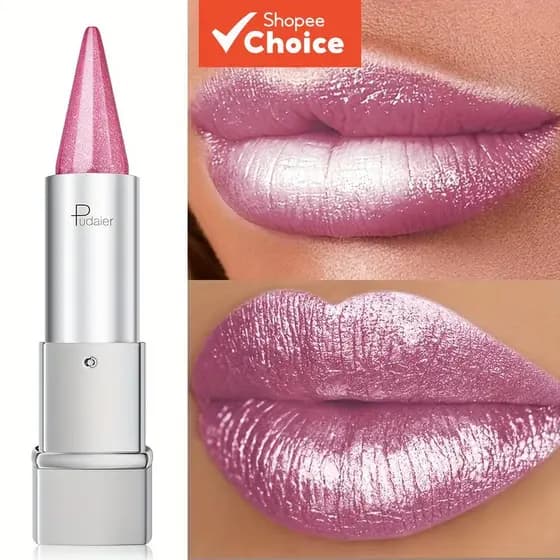 Pudaier Pearl Batom — projetado para mulheres, leve, à prova d’água, longa duração, até 24 horas de uso.