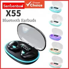 Fones de ouvido para dormir TWS X55, fones de ouvido Bluetooth sem fio, som estéreo Hi-Fi, com microfone, redução de