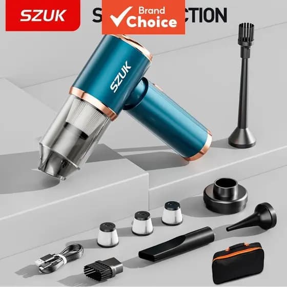 Aspirador de Pó Sem Fio SZUK 8000Pa Mini Soprador de Ar Portátil Aspirador Portátil para Carro Sem Fio Kit de Vassoura