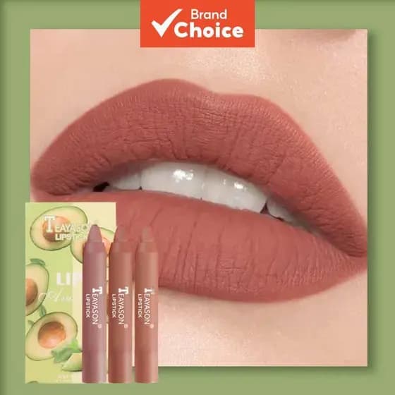 Conjunto de 3 Batons de Longa Duração: Não Transfere, Brilho Labial Hidratante, Tons Nude