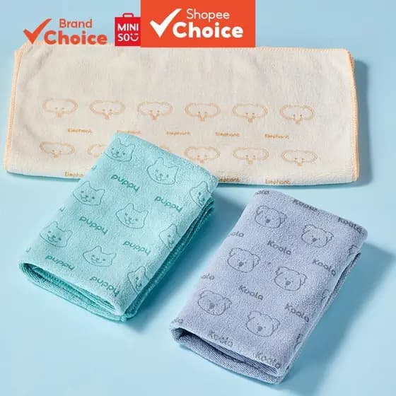 MINISO  Toalha de microfibra ultra fina, elefante bebê, coala e filhote, macia e suave para a pele, 25 cm x 50 cm