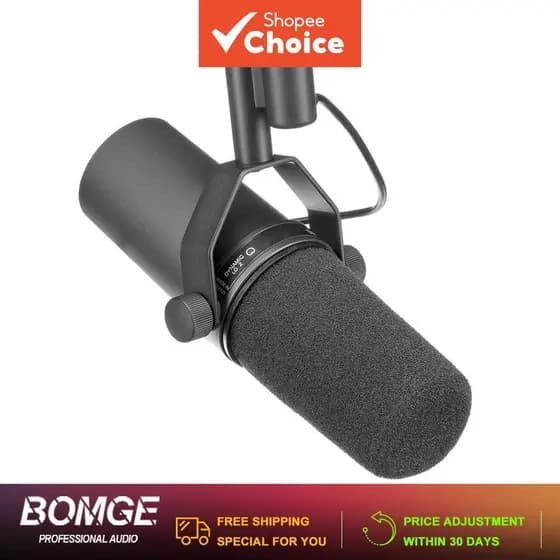 BOMGE SM7B Microfone - Microfone Dinâmico Vocal de Estúdio para Transmissão, Podcast, Gravação, Jogos e Transmissão,