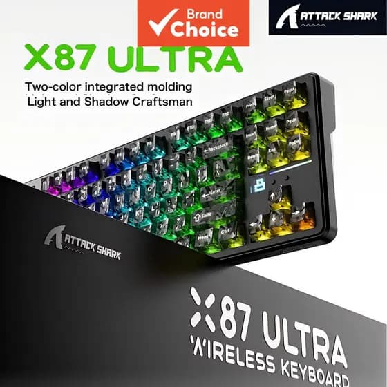 Teclado para jogos Attack Shark X87 ULTRA, teclado mecânico sem fio Dual 8K, switch Megalodon, 10000mAh, intercambiável,
