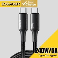 Essager Cabo de Carregamento 240w Tipo-C para Tipo-C com chip E-Marker integrado para Xiaomi iP1 5