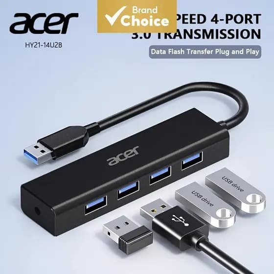 Acer HY21-14U2B , Distribuidor De hub USB 2.0/3.0 De 4 Portas , Tamanho 15/100 Cm , Extensor Portátil plug and play lapt
