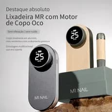 Lixadeira de Unha Profissional Portátil 25.000RPM Alumínio Compacta Baixo Ruído Sem Vibração MR Nail