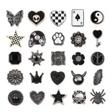 100 # Miss Zoe Jibtz Metal Preto Buraco Sacos Acessórios Coração Estrela Conjunto