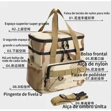 Bolsa Térmica Marmita Grande Tática 18L Dupla Camuflada Impermeável
