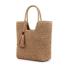 Bolsa de palha grande saco praia verão 2024 palha de mao viagem