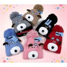 Touca Infantil Gorro Peluciado Unissex Inverno Forrada Com Pompom Cachorrinho Premium Quentinho Proteção de Orelha
