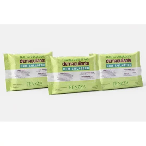 kit 3 Lenços Demaquilantes Água Micelar Fenzza Toalha Limpeza Facial Removedor Maquiagem