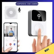 Campainha Com Câmera Vídeo Porteiro Sem Fio Wi-Fi HD Inteligente Smart Home Vê Pelo Celular