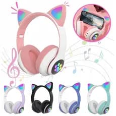 Fone De Ouvido Bluetooth Orelha Gatinho Infantil Led Sem Fio