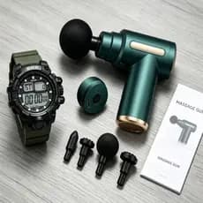 Massageador muscular elétrico profissional de alta frequência, emparelhado com um relógio eletrônico