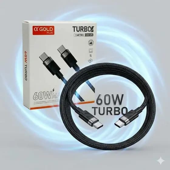Kit 3 Cabo Tipo c Turbo 60W USB-C Para Tipo C Cabo original A'GOLD Carregamento Rápido CB125