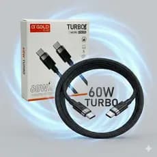 Kit 3 Cabo Tipo c Turbo 60W USB-C Para Tipo C Cabo original A'GOLD Carregamento Rápido CB125