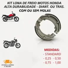 Kit Lona de Freio Patim Tambor Moto Honda Cg Start Titan Fan 125 150 160 Twist Dianteiro ou Traseiro