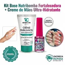 Kit Base Nutribomba + Creme de Mãos Review Care 70g – Luvas de Silicone com Colágeno e Ácido Hialurônico