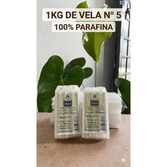 1kg/48 Velas Palito Branca nº5 Parafina Pura