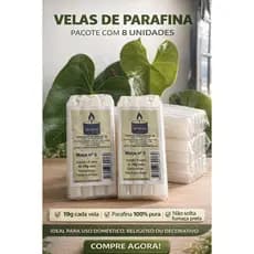 Vela Palito Branca nº5 Parafina Pura Maço C/ 8