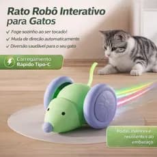 Brinquedo para Gato com Rato Eletrônico-Movimento Imprevisível, Recarregável USB e Base Antiderrapante